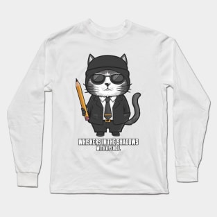 Cat In A Suit Holding a pencil Funny Gifts Long Sleeve T-Shirt